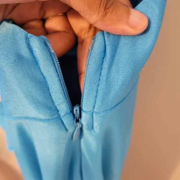 Lulus Attention Seeker Bright Blue Cowl Neck Maxi Dress. Size M - Picture 6 of 9